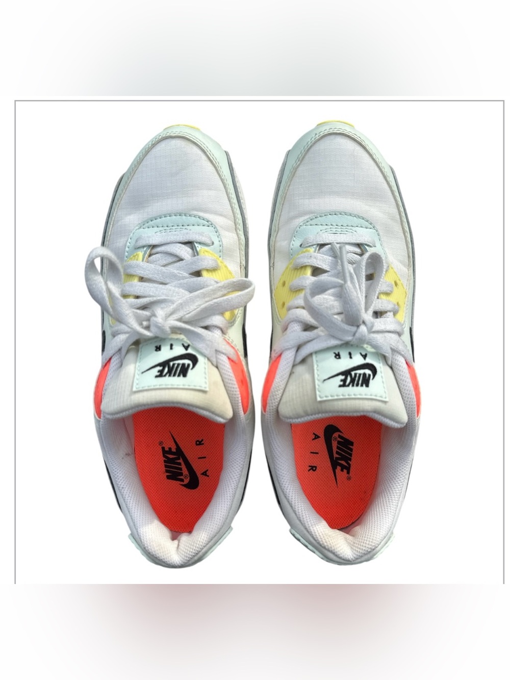 Nike Women Air Max 90 Summit White Bright Mango Sneakers Sz 9 Streetwear Casual - Picture 5 of 9